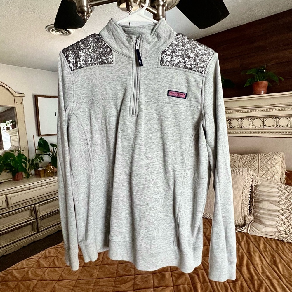 Vineyard Vines Quarter Zip Up Jacket Grey Womens M